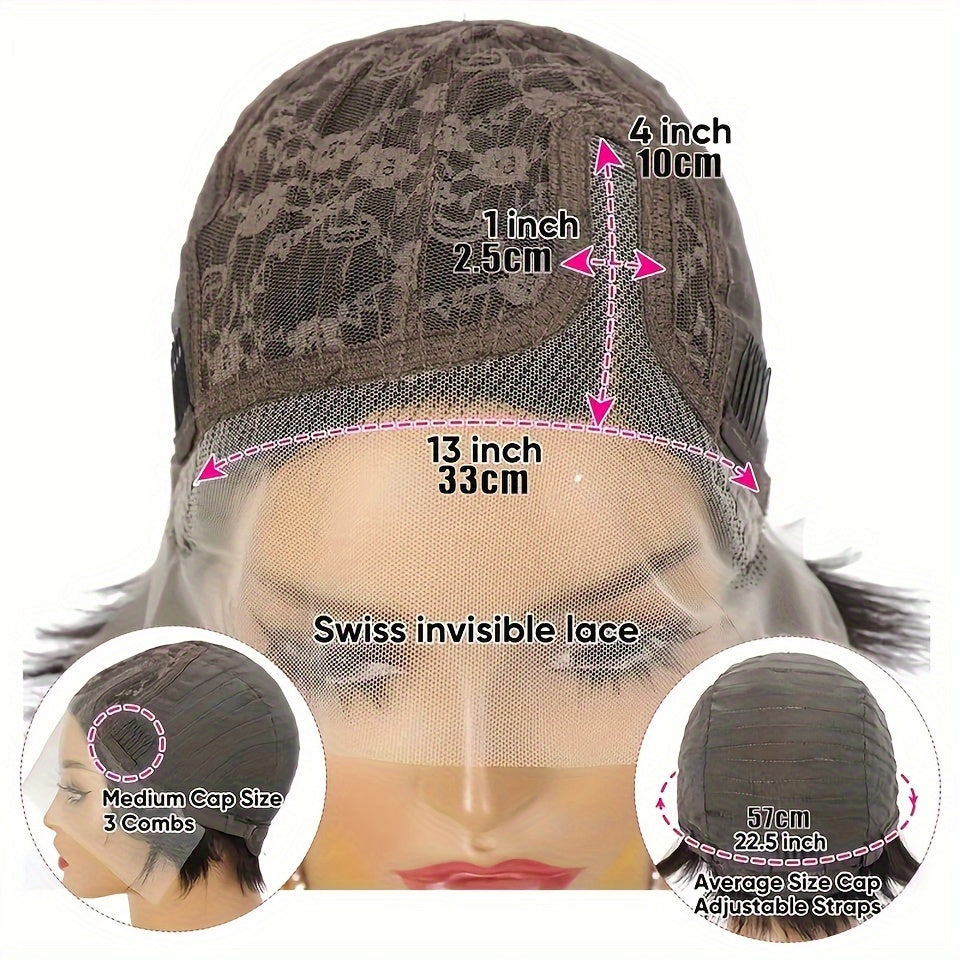 Pixie Cut Lace Front Wigs Human Hair 13X4X1Natural Black Lace Front Wigs Human Hair Side Part Curly Short Bob Wigs Straight Lace Front Pixie Cut Wigs for Women Pre Plucked Easy to Style and Maintain