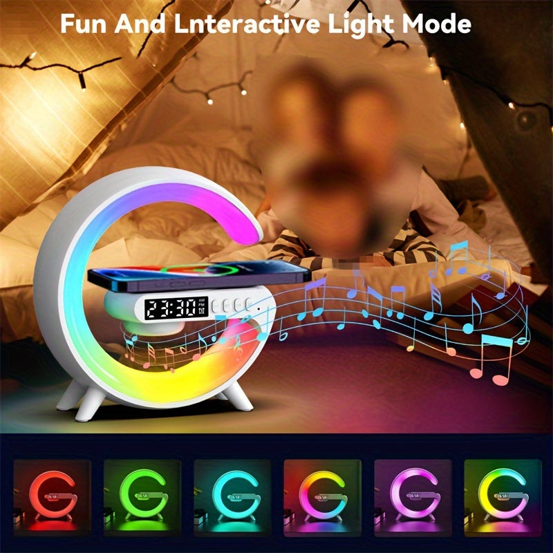 G6 Multifunction Wireless Charger Stand with RGB Lights, Display Alarm Clock Settings, ABS Material, Decorative Lights for Bedroom Living Room