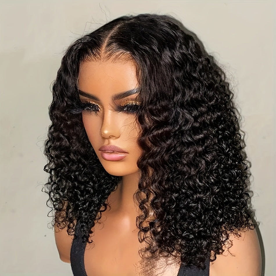 Deep Wave Bob Wig Human Hair HD Lace Front Wigs for Women Human Hair Glueless Invisible Lace Wigs Human Hair Pre Plucked Wave 150 Density Human Hair Wig 4x4 Frontal Wig