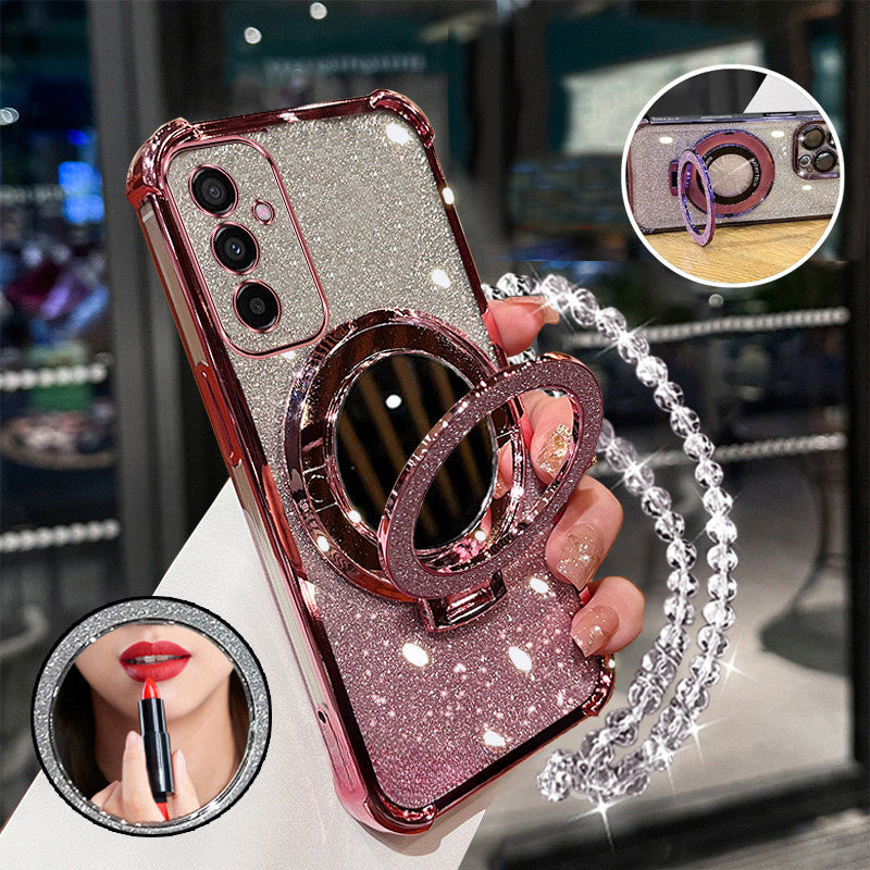 Samsung A14 4G/5G Glitter Mirror Case with Bracelet Holder