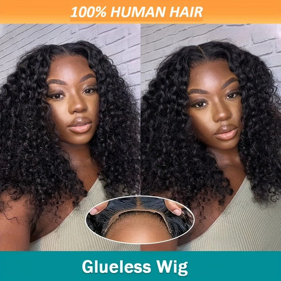 Deep Wave Bob Wig Human Hair HD Lace Front Wigs for Women Human Hair Glueless Invisible Lace Wigs Human Hair Pre Plucked Wave 150 Density Human Hair Wig 4x4 Frontal Wig