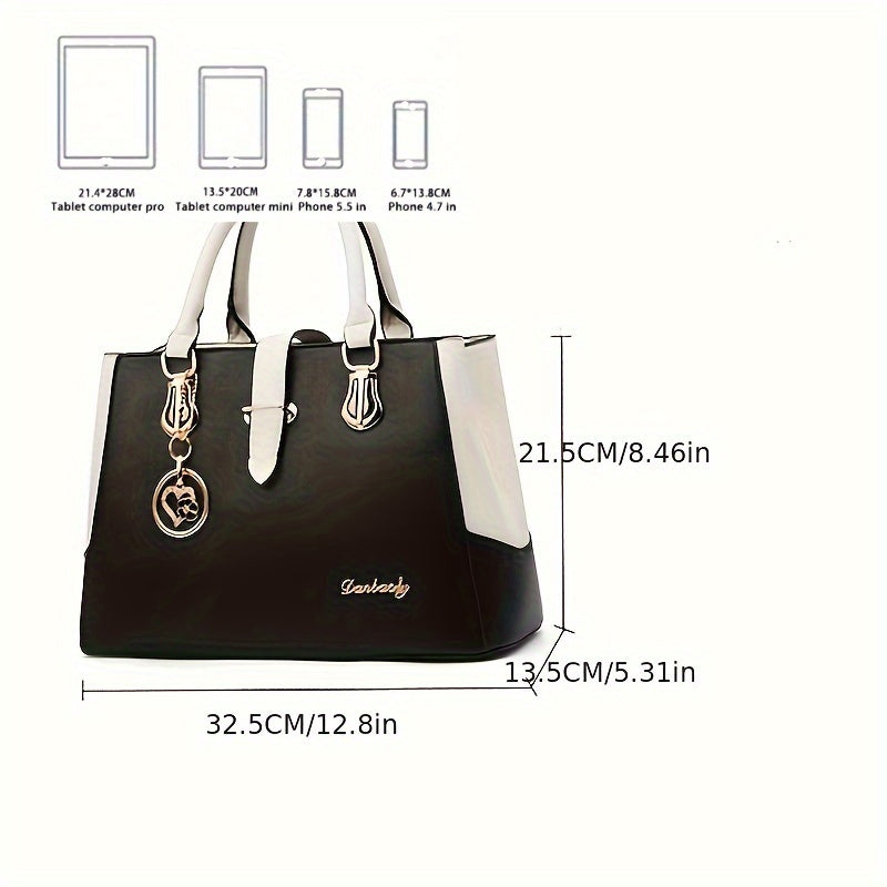 Elegant Women’s Shoulder Bag – Letter Detail & Double Handle Design