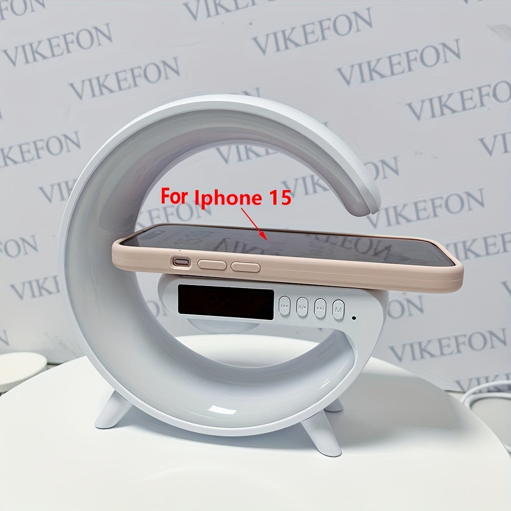 G6 Multifunction Wireless Charger Stand with RGB Lights, Display Alarm Clock Settings, ABS Material, Decorative Lights for Bedroom Living Room
