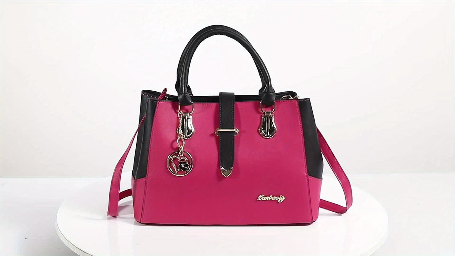Elegant Women’s Shoulder Bag – Letter Detail & Double Handle Design