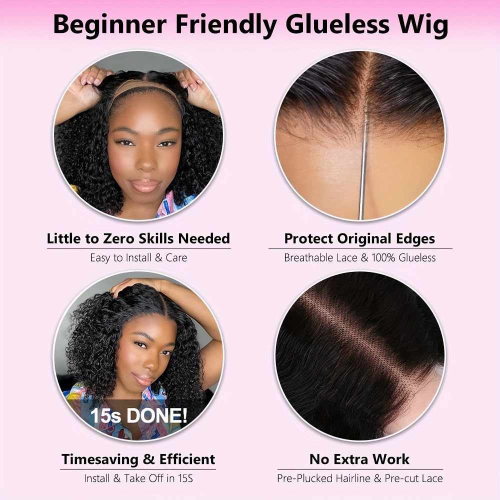 Deep Wave Bob Wig Human Hair HD Lace Front Wigs for Women Human Hair Glueless Invisible Lace Wigs Human Hair Pre Plucked Wave 150 Density Human Hair Wig 4x4 Frontal Wig