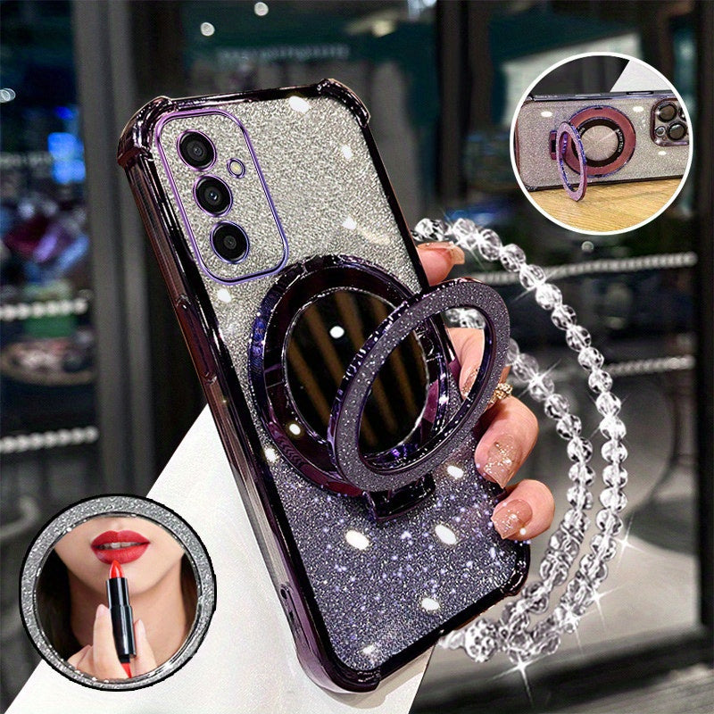 Samsung A14 4G/5G Glitter Mirror Case with Bracelet Holder