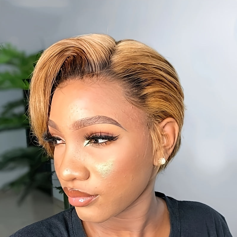 Pixie Cut Lace Front Wigs Human Hair 13X4X1Natural Black Lace Front Wigs Human Hair Side Part Curly Short Bob Wigs Straight Lace Front Pixie Cut Wigs for Women Pre Plucked Easy to Style and Maintain