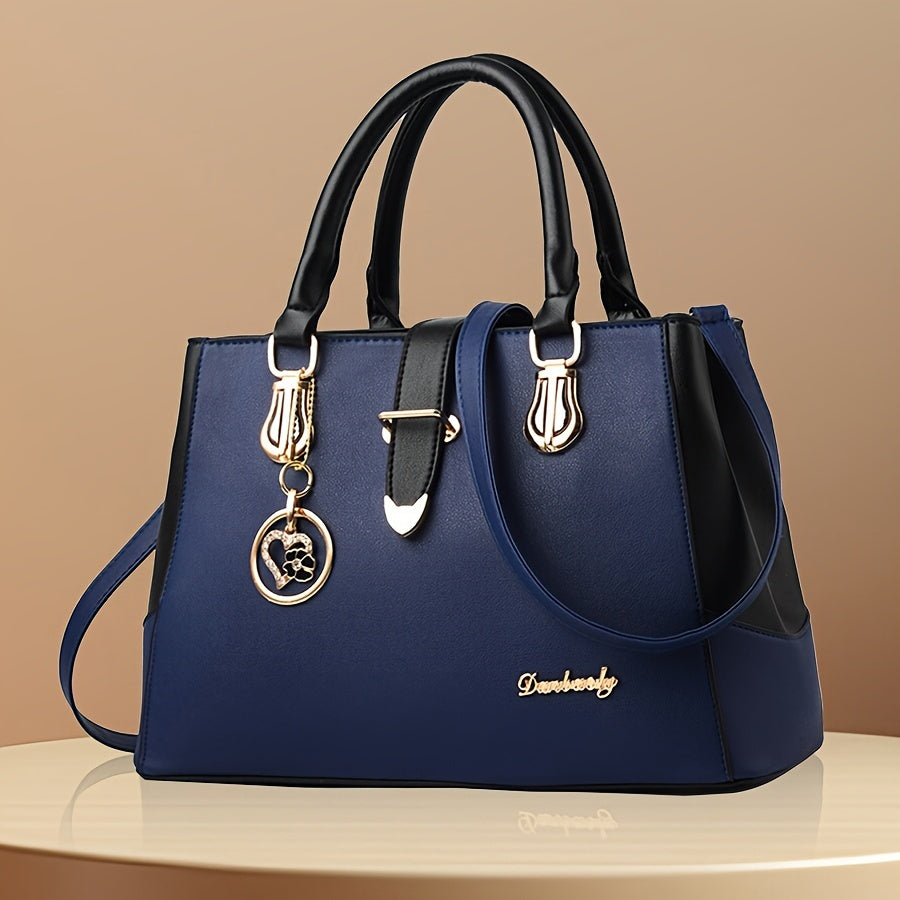 Elegant Women’s Shoulder Bag – Letter Detail & Double Handle Design