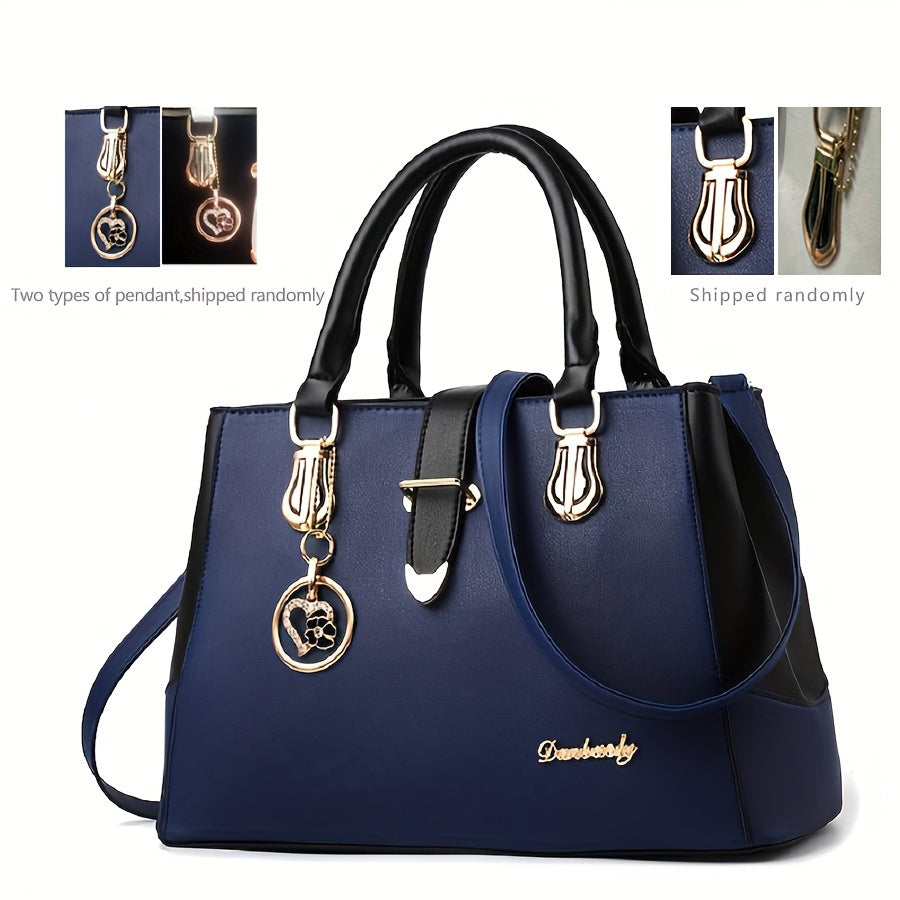 Elegant Women’s Shoulder Bag – Letter Detail & Double Handle Design