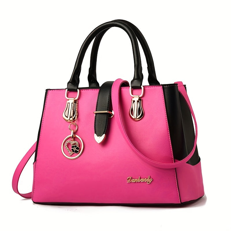 Elegant Women’s Shoulder Bag – Letter Detail & Double Handle Design