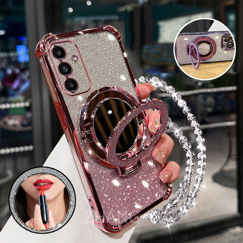 Samsung A14 4G/5G Glitter Mirror Case with Bracelet Holder