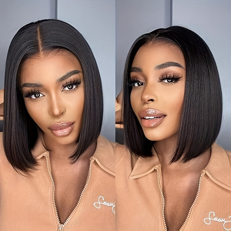 TIMOPOL Gift for Girlfriend mother Handwoven Bob wig 5x1 HD Clear front lace wig Human Hair Pre-pulled Human Hair No Glue wig Human Hair 180% density Straight lace wig Ladies natural color