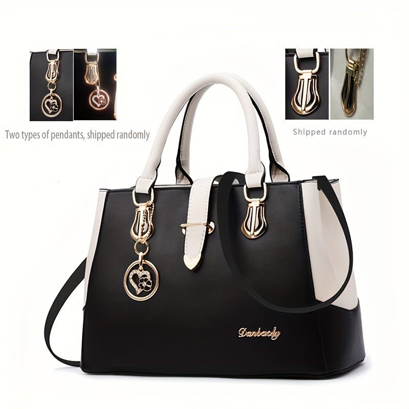 Elegant Women’s Shoulder Bag – Letter Detail & Double Handle Design