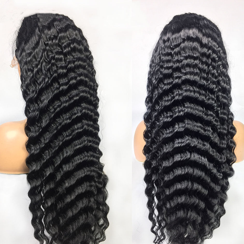 Luxury 13x4 Frontal Wig – Deep Wave Human Hair in 28”/30”