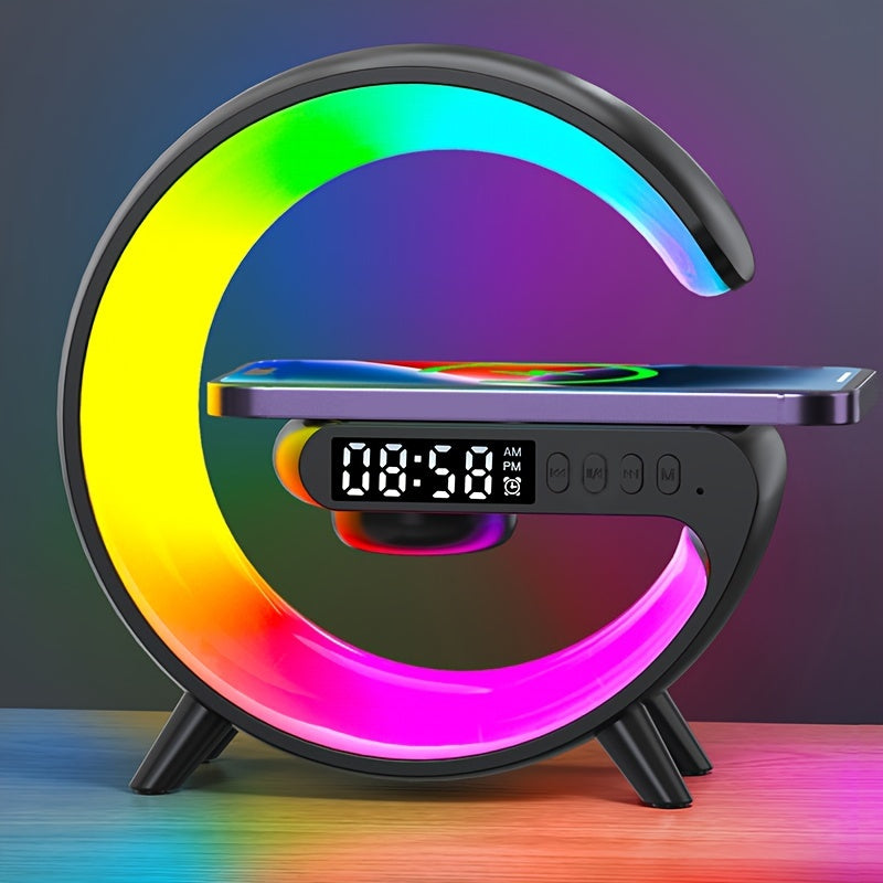 G6 Multifunction Wireless Charger Stand with RGB Lights, Display Alarm Clock Settings, ABS Material, Decorative Lights for Bedroom Living Room