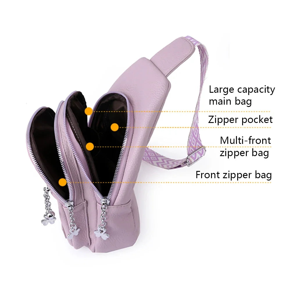 Women Sling Chest Bags Fanny Pack Fashion Leather Waist Bags Multifunctional Waist Pouch For Phone Shopping Holder Banana Bag