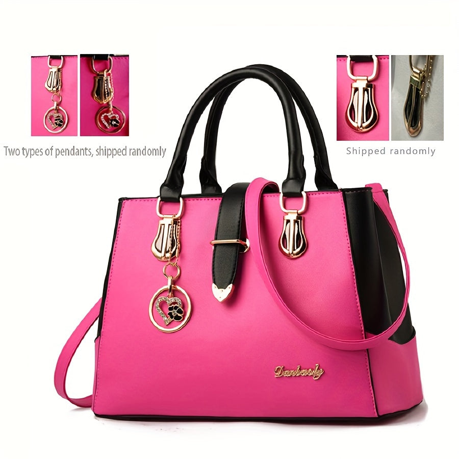 Elegant Women’s Shoulder Bag – Letter Detail & Double Handle Design