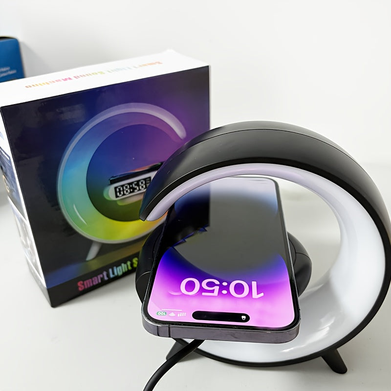 G6 Multifunction Wireless Charger Stand with RGB Lights, Display Alarm Clock Settings, ABS Material, Decorative Lights for Bedroom Living Room