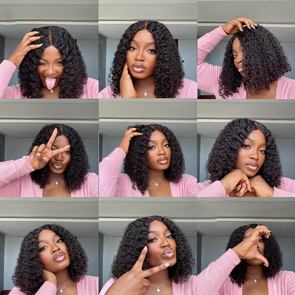 Deep Wave Bob Wig Human Hair HD Lace Front Wigs for Women Human Hair Glueless Invisible Lace Wigs Human Hair Pre Plucked Wave 150 Density Human Hair Wig 4x4 Frontal Wig