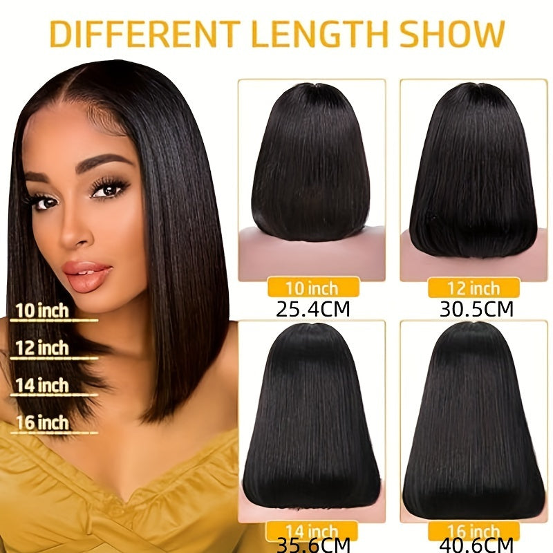 TIMOPOL Gift for Girlfriend mother Handwoven Bob wig 5x1 HD Clear front lace wig Human Hair Pre-pulled Human Hair No Glue wig Human Hair 180% density Straight lace wig Ladies natural color