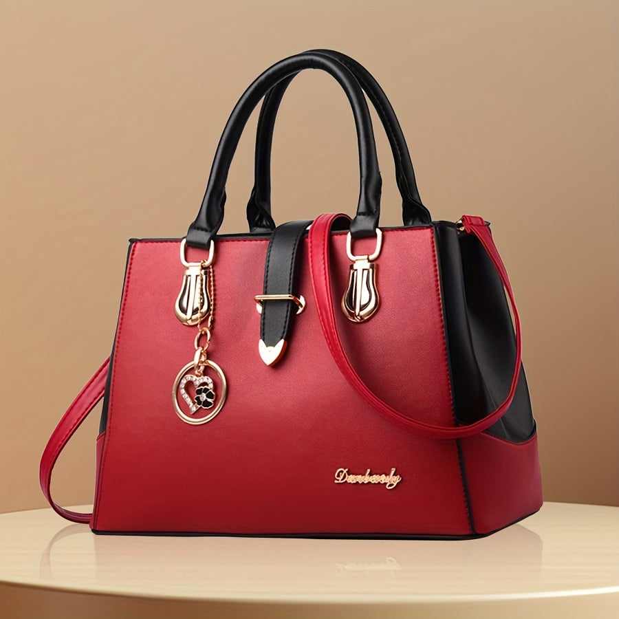 Elegant Women’s Shoulder Bag – Letter Detail & Double Handle Design
