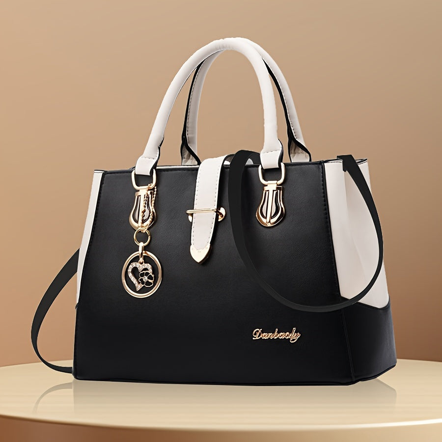 Elegant Women’s Shoulder Bag – Letter Detail & Double Handle Design