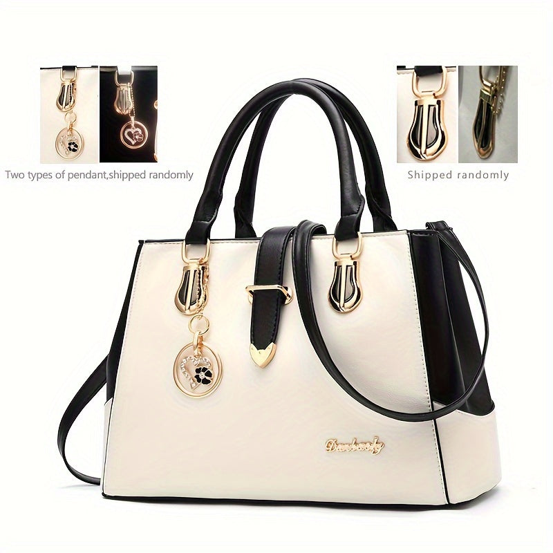 Elegant Women’s Shoulder Bag – Letter Detail & Double Handle Design