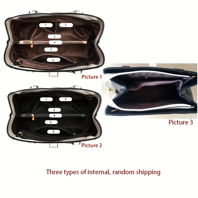 Elegant Women’s Shoulder Bag – Letter Detail & Double Handle Design