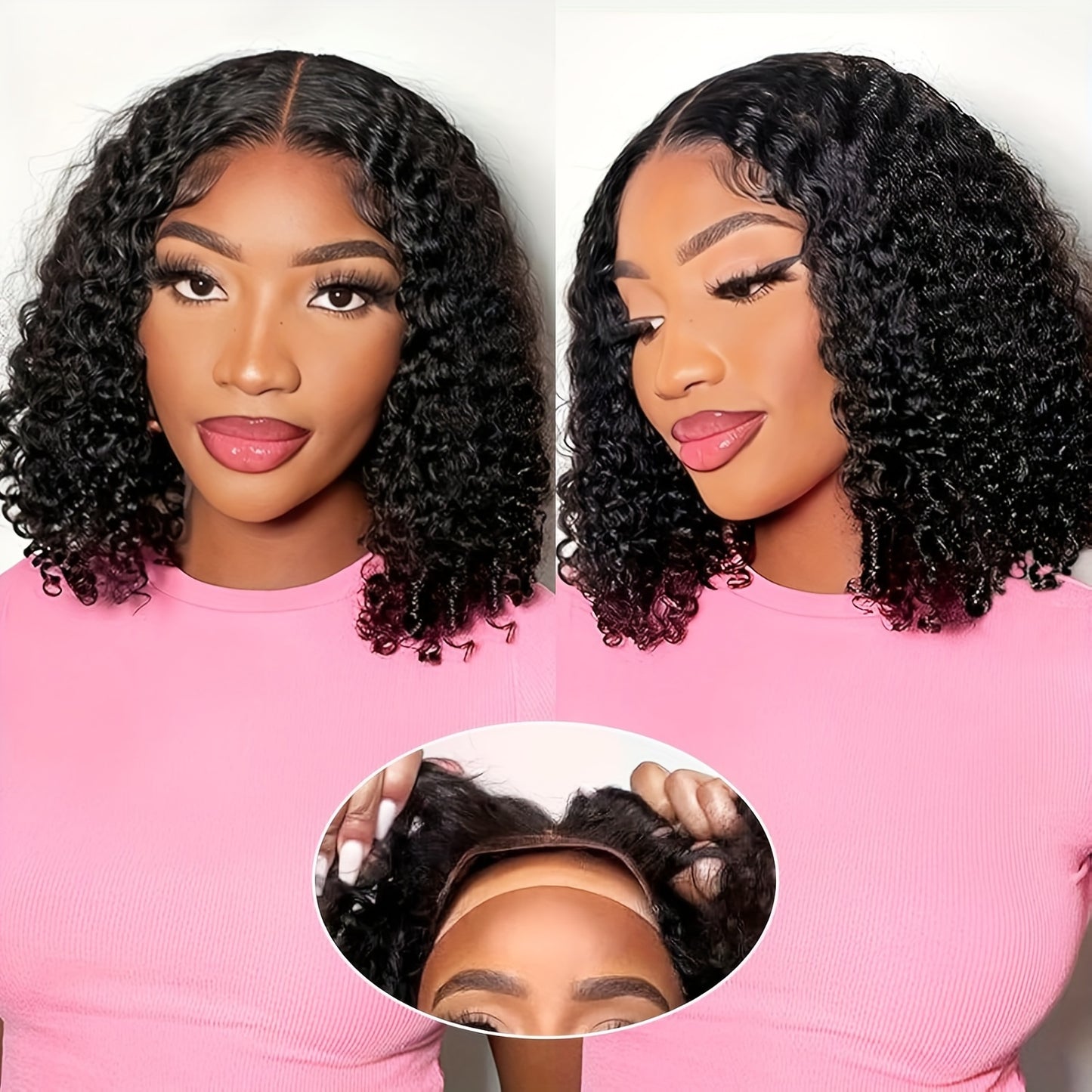Deep Wave Bob Wig Human Hair HD Lace Front Wigs for Women Human Hair Glueless Invisible Lace Wigs Human Hair Pre Plucked Wave 150 Density Human Hair Wig 4x4 Frontal Wig