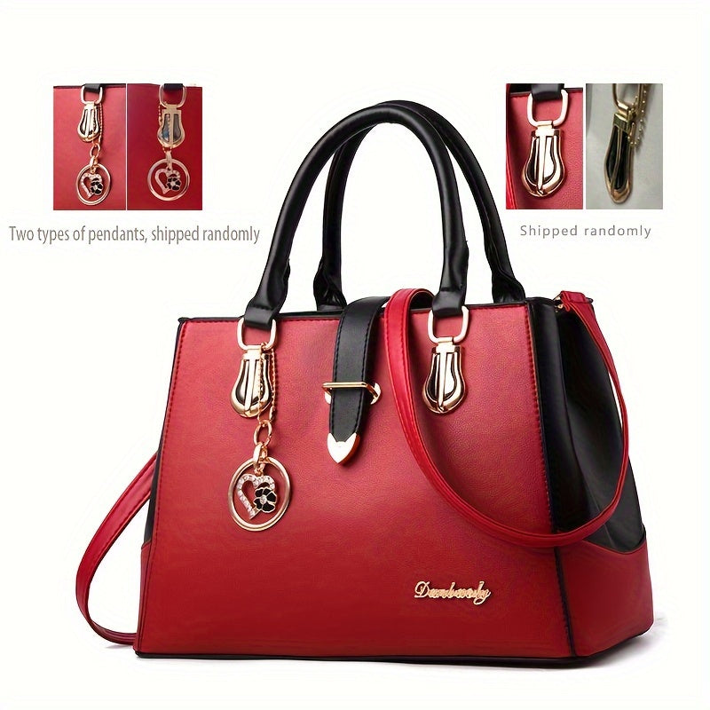 Elegant Women’s Shoulder Bag – Letter Detail & Double Handle Design