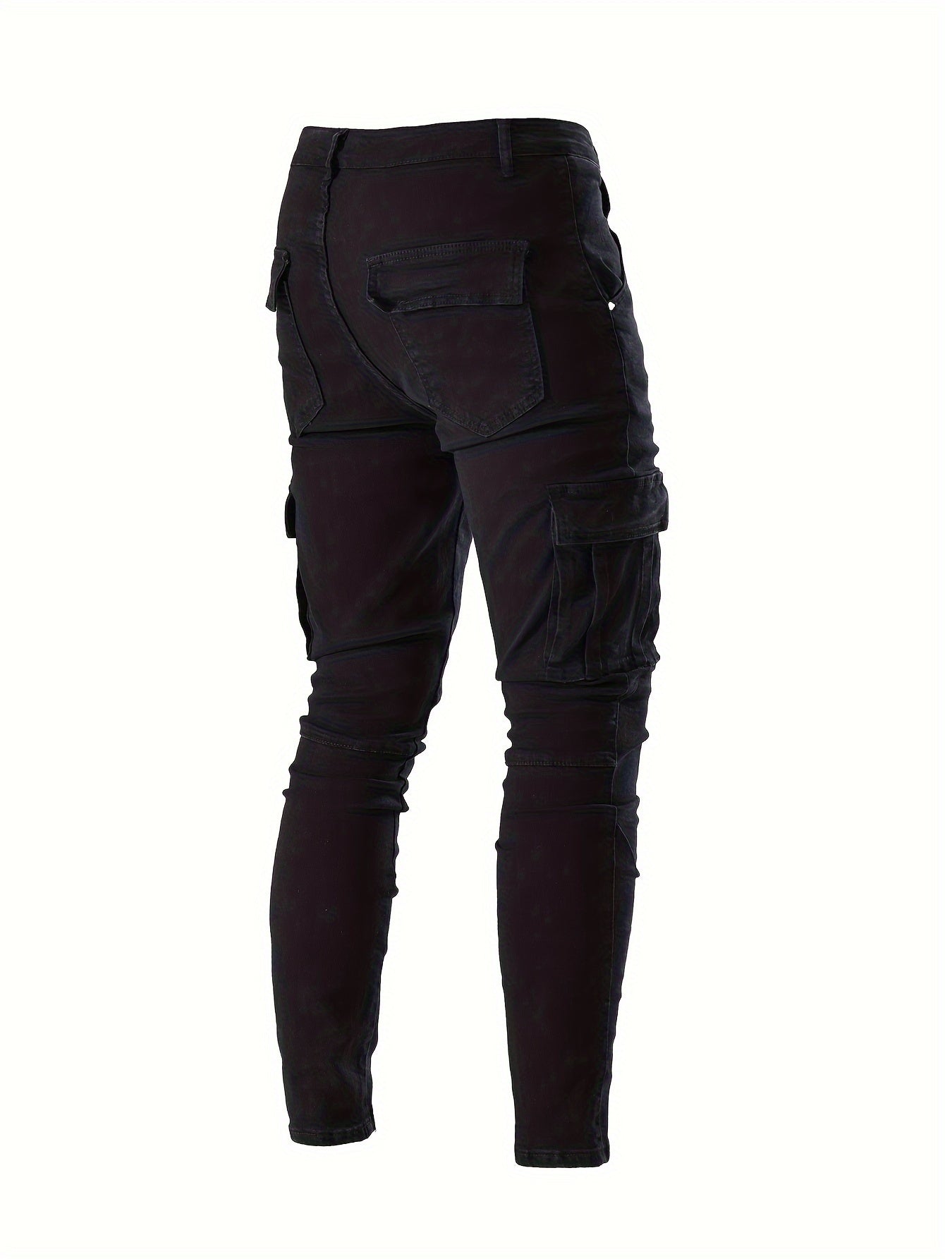 Men's Slim Fit Cargo Jeans - Stretch Denim with Multi-Pocket Design, Street Style, All-Season Wear