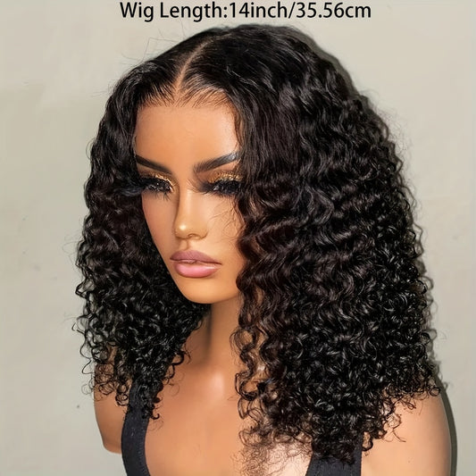 Deep Wave Bob Wig Human Hair HD Lace Front Wigs for Women Human Hair Glueless Invisible Lace Wigs Human Hair Pre Plucked Wave 150 Density Human Hair Wig 4x4 Frontal Wig