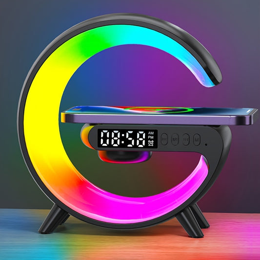 G6 Multifunction Wireless Charger Stand with RGB Lights, Display Alarm Clock Settings, ABS Material, Decorative Lights for Bedroom Living Room