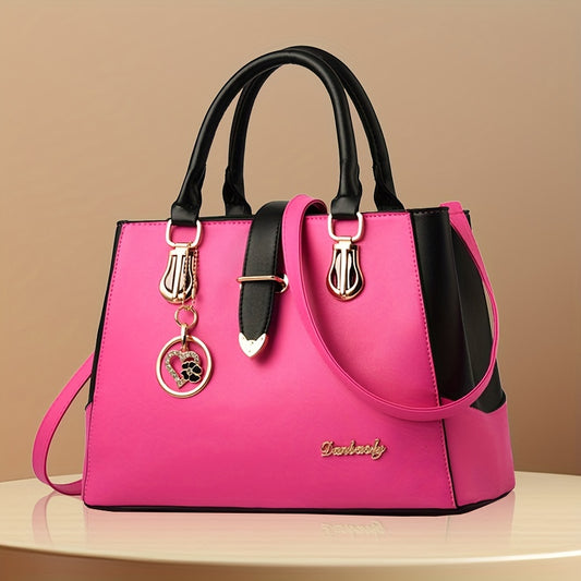 Elegant Women’s Shoulder Bag – Letter Detail & Double Handle Design